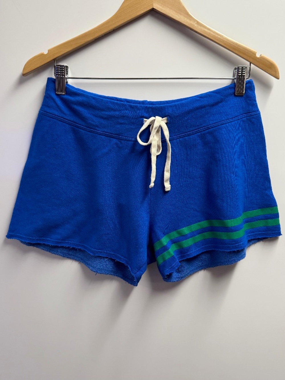 Sundry French Terry Lounge Shorts Royal Blue Green Stripes Drawstring Sz 1 Small